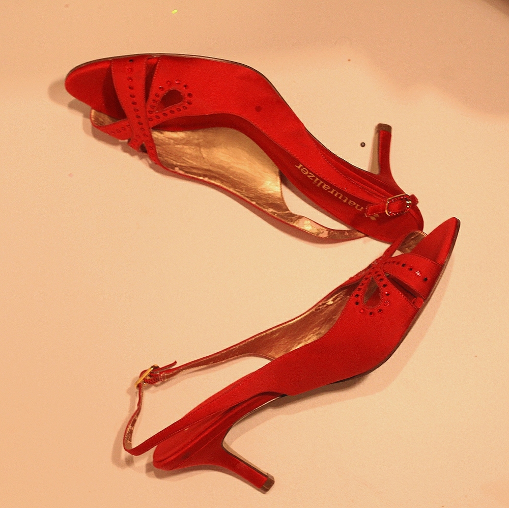 Red hot kitten heels